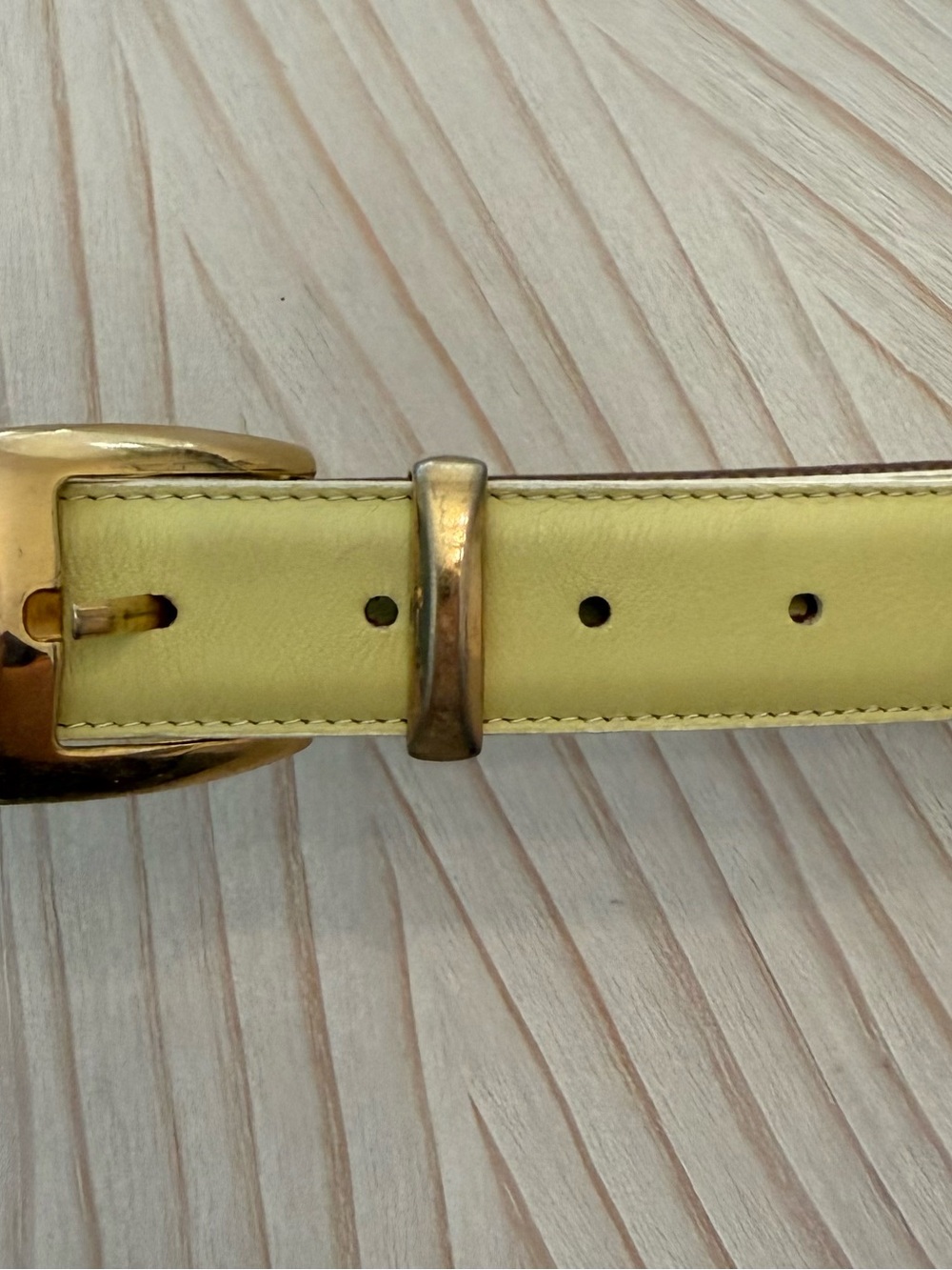 Talbots Yellow Leather Belt with Gold Buckle
